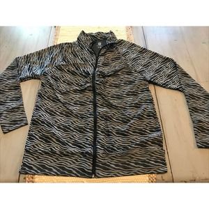 Belabumbum Active Light Dark Gray Animal Print Zip Up Jacket Ruched Sz S M